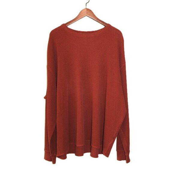 EDDIE BAUER Thermal Waffle Cotton Long-Sleeve Shirt in Brick - Size XXL - Picture 1 of 8